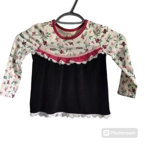 Matilda Jane Lucie Holly Top Size 2 Lace Ruffles Velvet